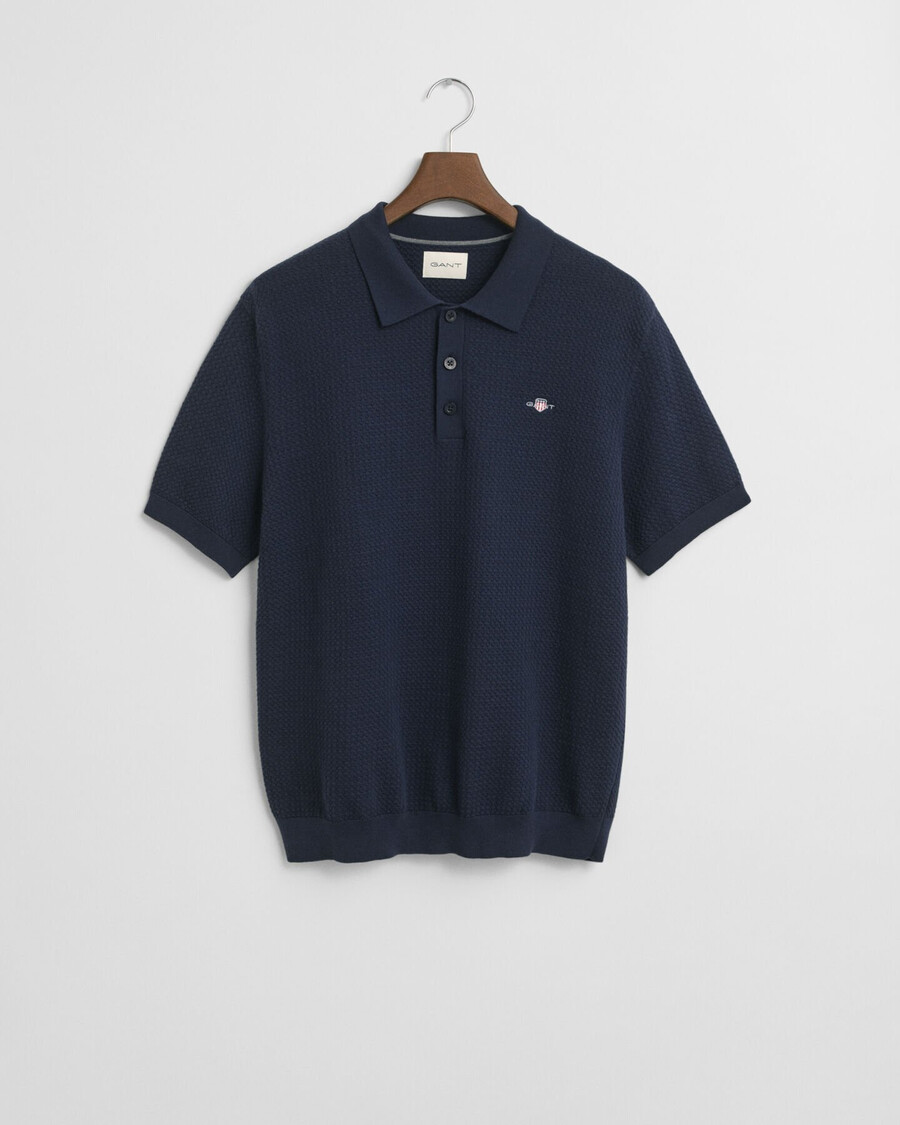 polo de algodón texturizado - azul noche