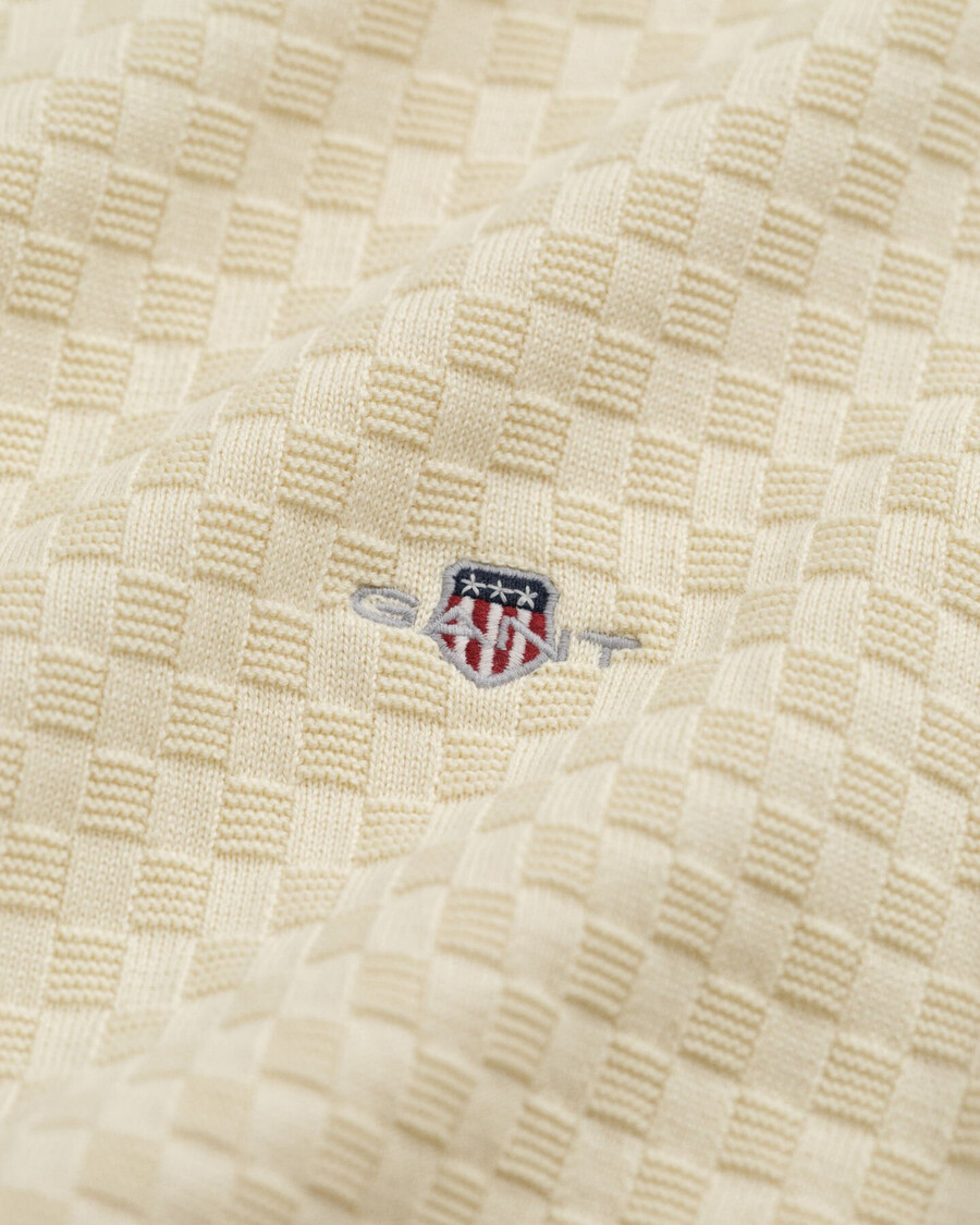 suéter de cuello redondo con microtextura - crema