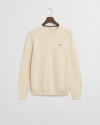 suéter de cuello redondo con microtextura - crema