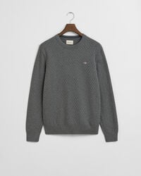 suéter de cuello redondo con microtextura - gris oscuro melange
