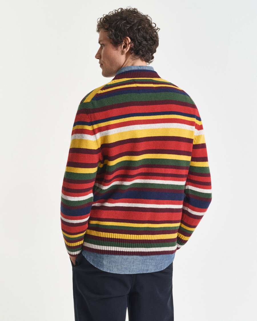 suéter de cuello redondo a rayas multicolor - naranja intenso