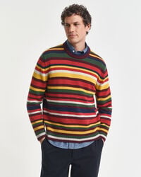 suéter de cuello redondo a rayas multicolor - naranja intenso
