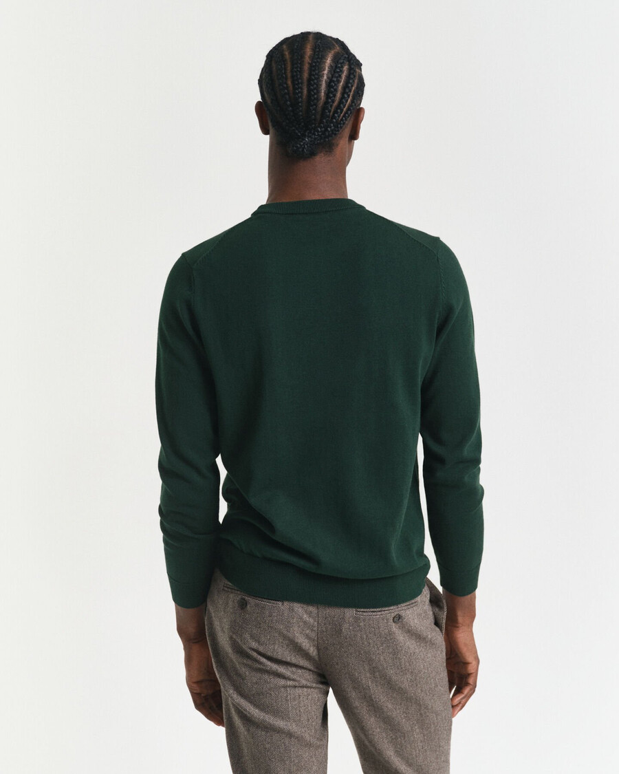 suéter clásico de algodón con cuello redondo - verde tartán
