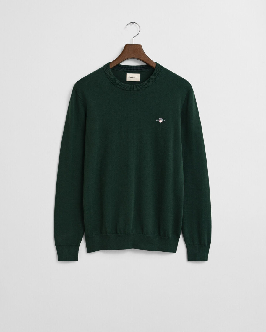 suéter clásico de algodón con cuello redondo - verde tartán