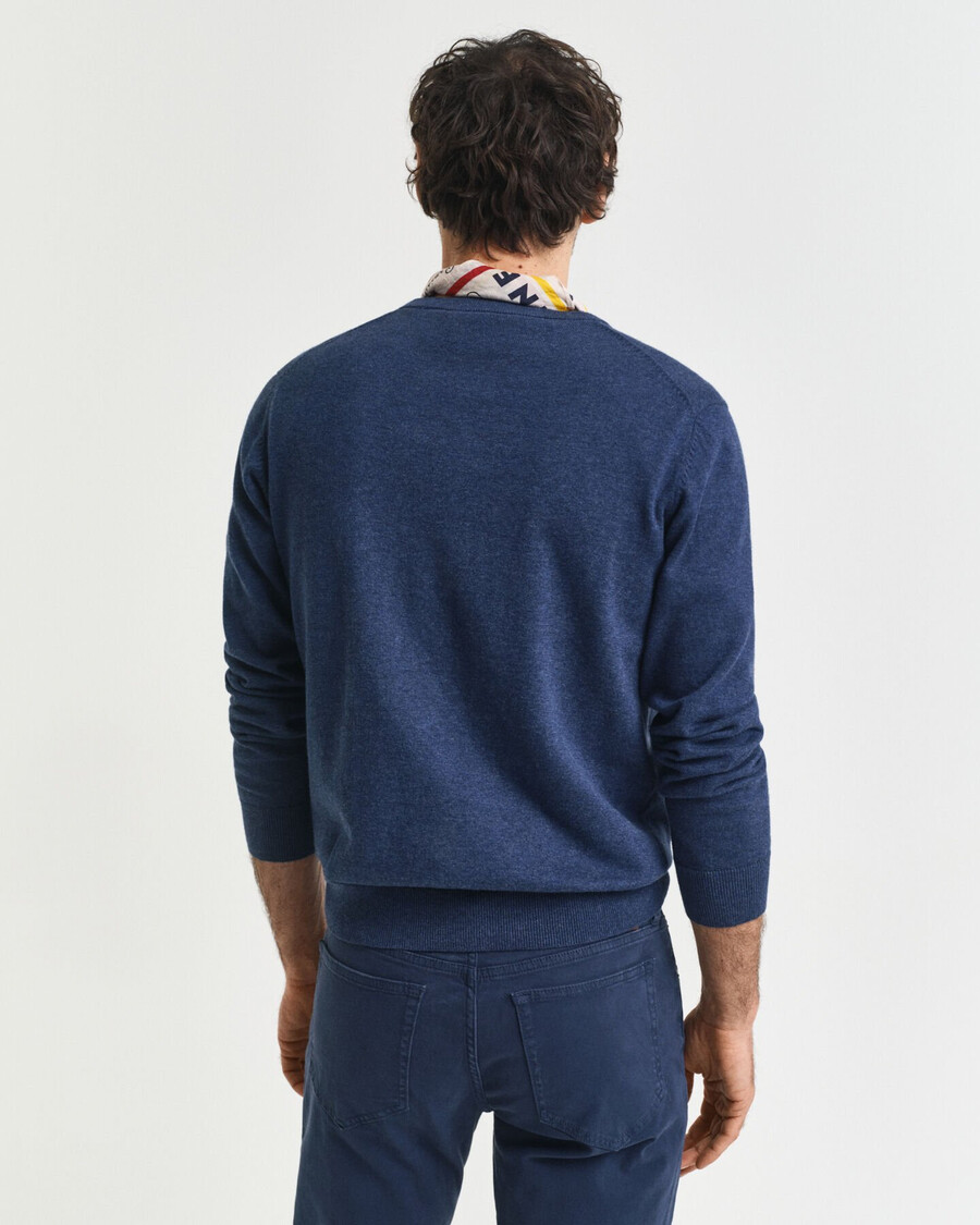 suéter clásico de algodón con cuello redondo - dk jeansblue melange