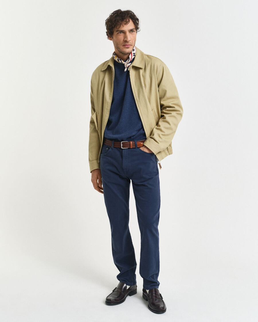 suéter clásico de algodón con cuello redondo - dk jeansblue melange