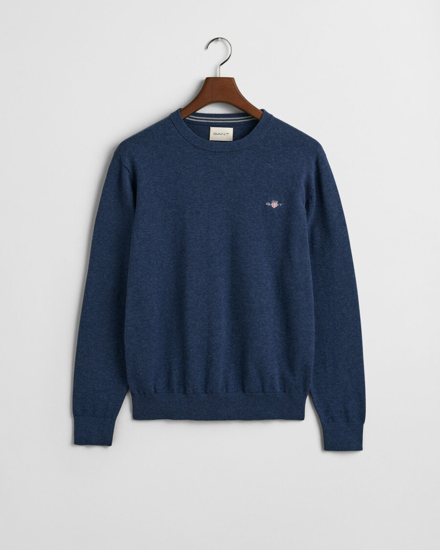 suéter clásico de algodón con cuello redondo - dk jeansblue melange