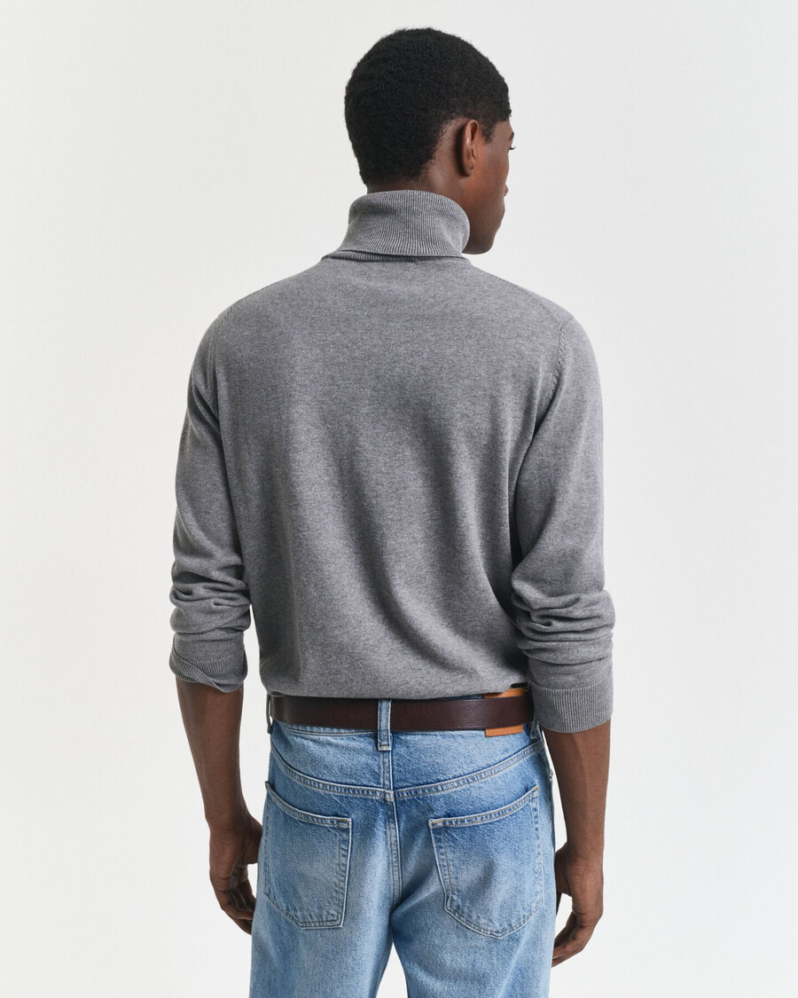 suéter clásico de algodón con cuello alto - gris oscuro jaspeado