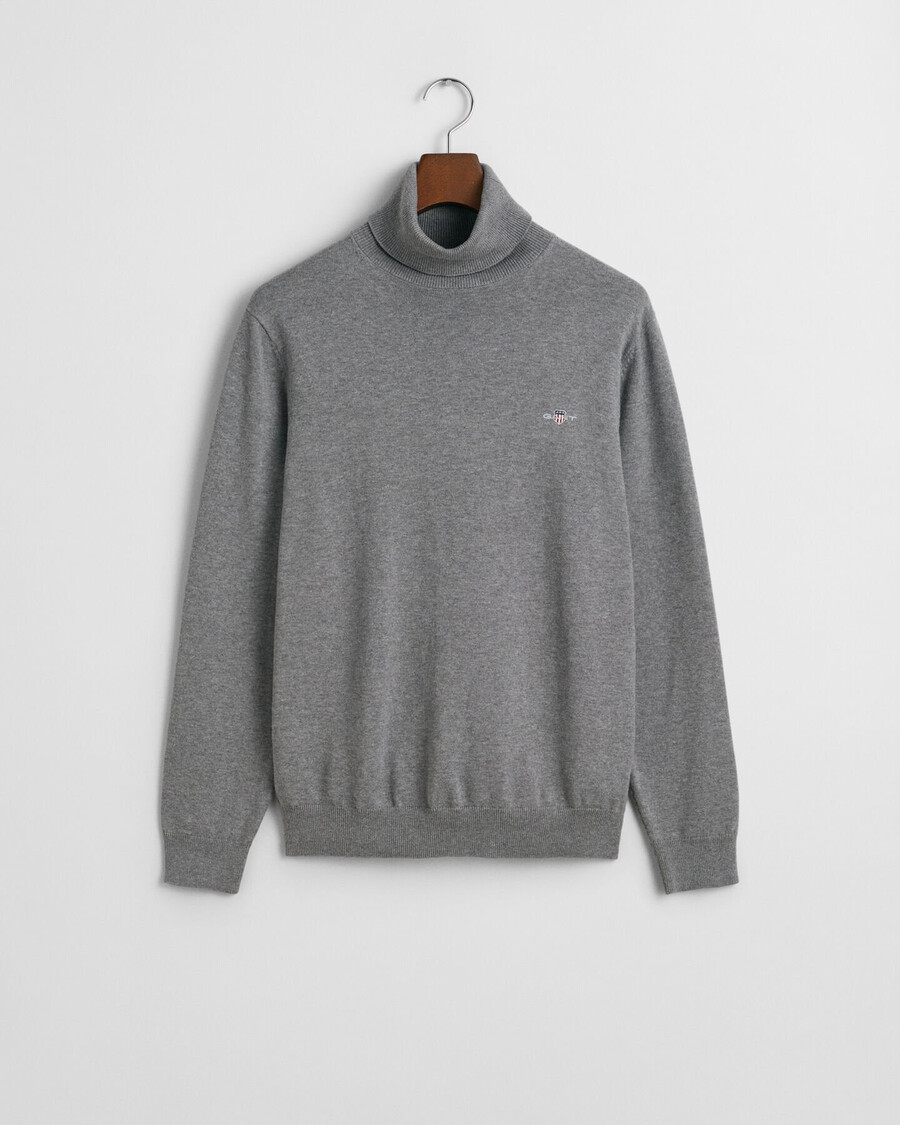 suéter clásico de algodón con cuello alto - gris oscuro jaspeado