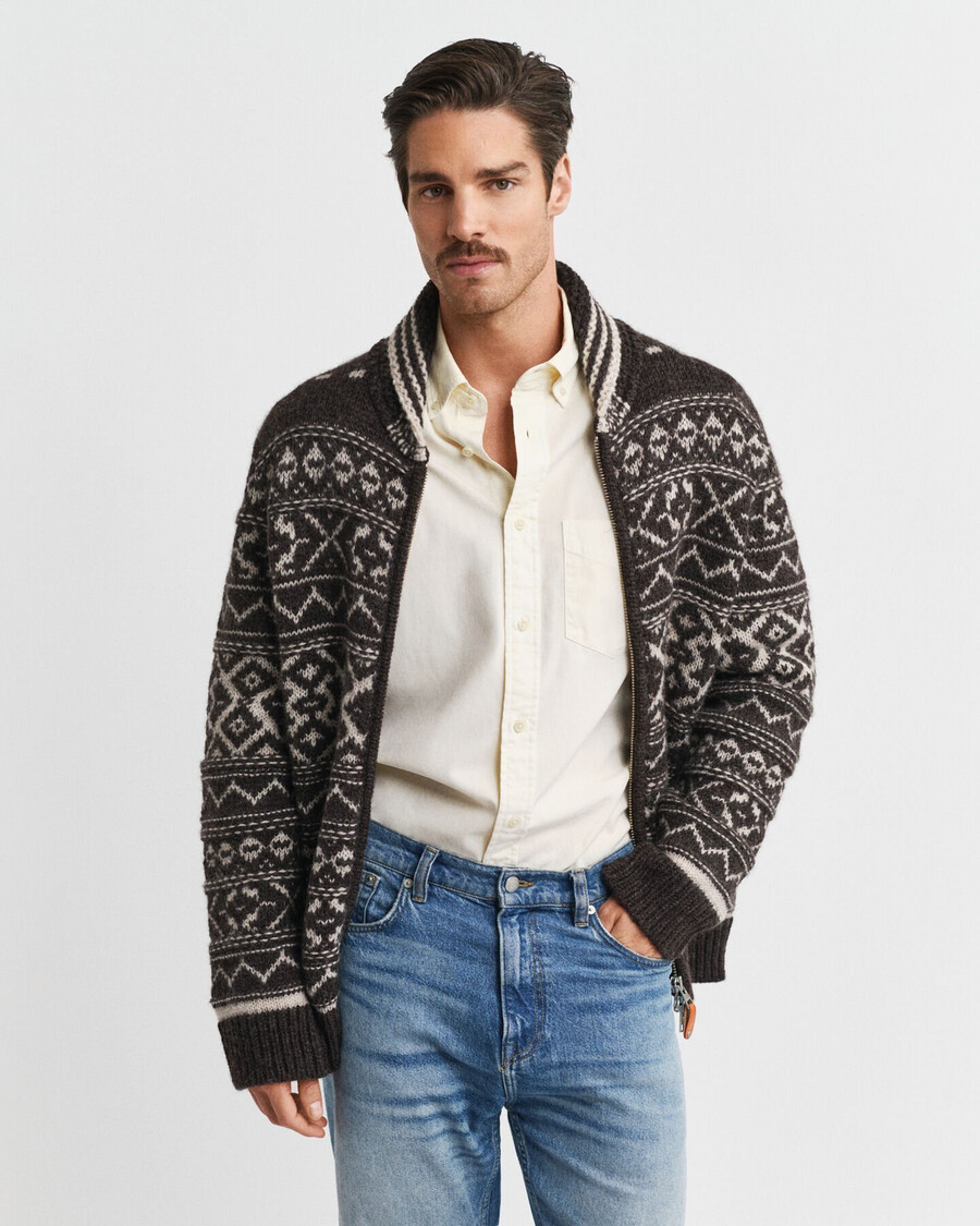 cárdigan de jacquard - marrón jaspeado