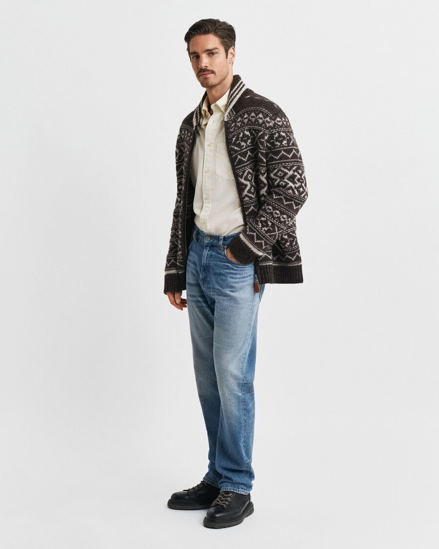 cárdigan de jacquard - marrón jaspeado