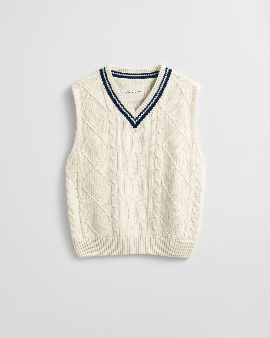 chaleco de punto trenzado - crema