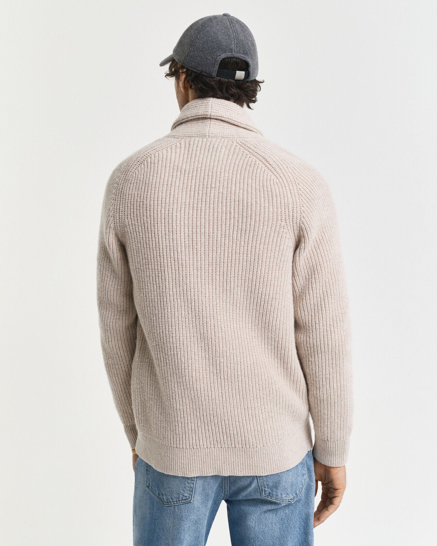cárdigan de mezcla de lana con cuello chal - beige claro melange