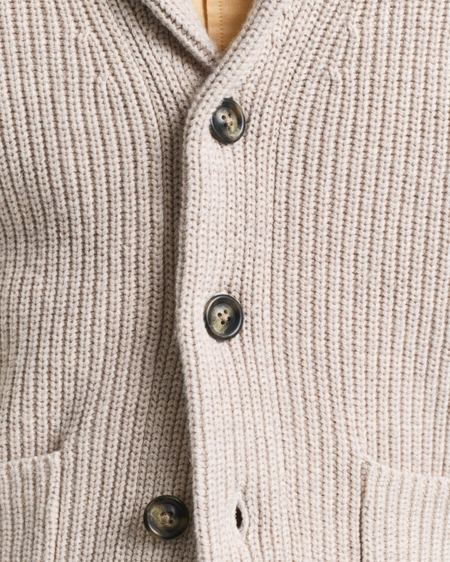 cárdigan de mezcla de lana con cuello chal - beige claro melange