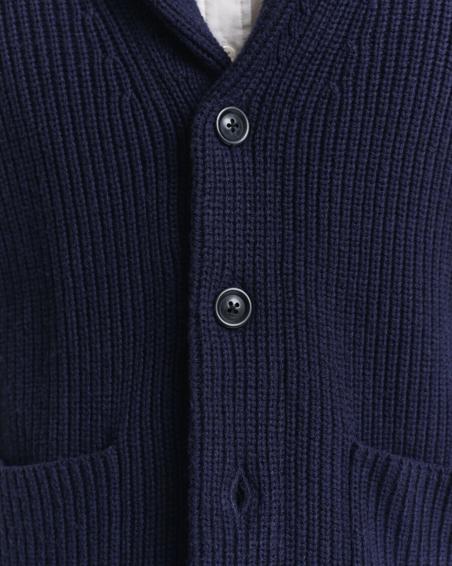 cárdigan de mezcla de lana con cuello chal - azul noche