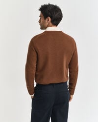 suéter de cachemira con cuello redondo - marrón caoba
