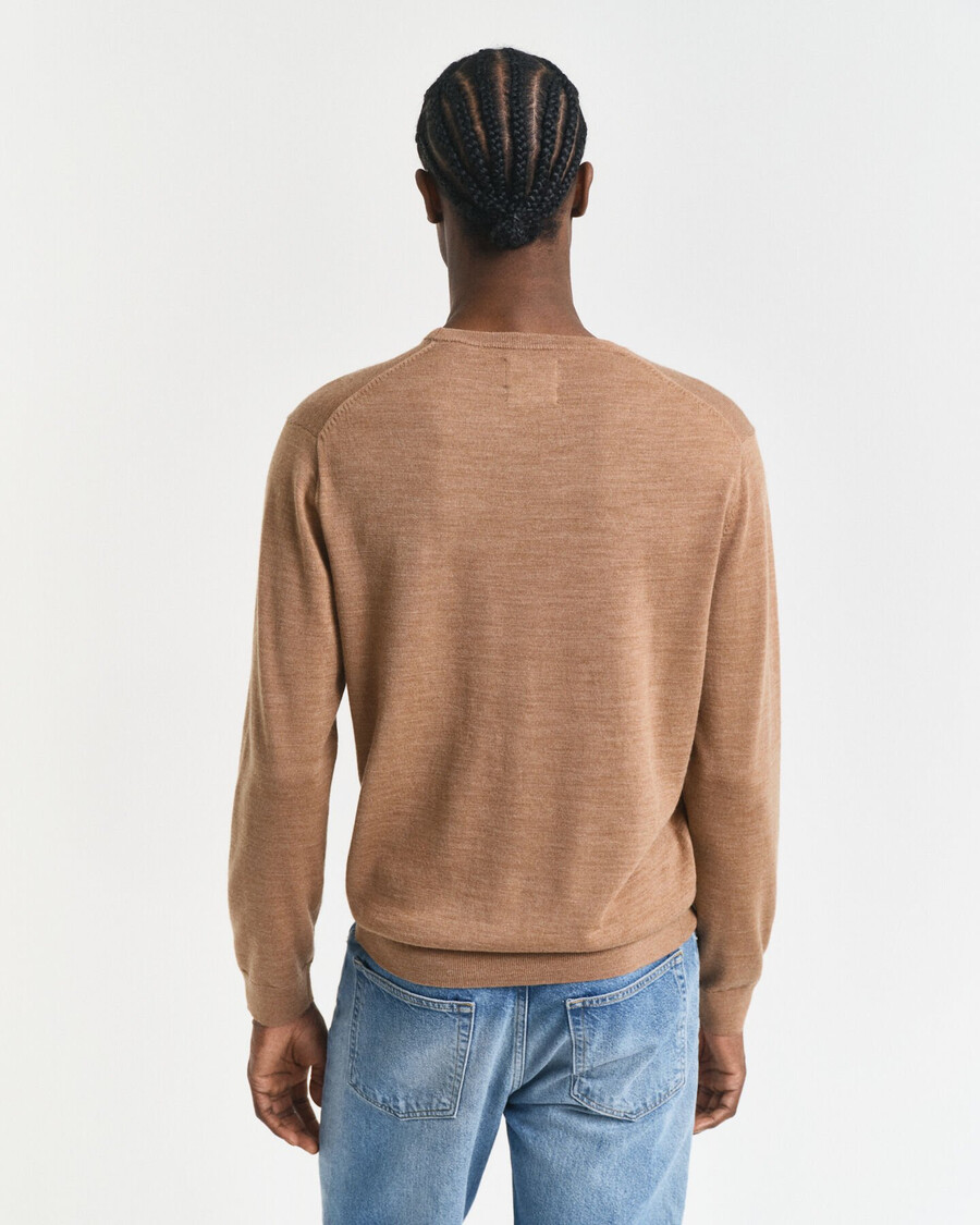 suéter de cuello redondo de lana merino - dk sand melange