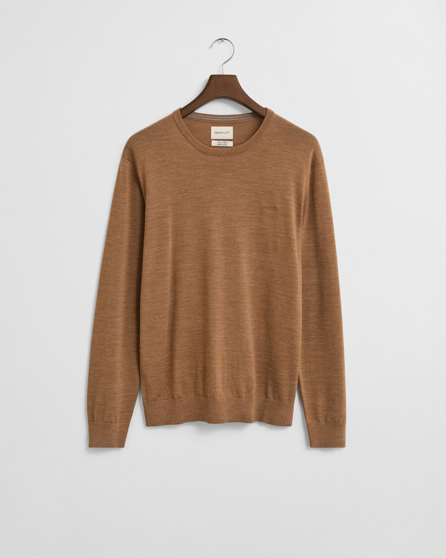 suéter de cuello redondo de lana merino - dk sand melange