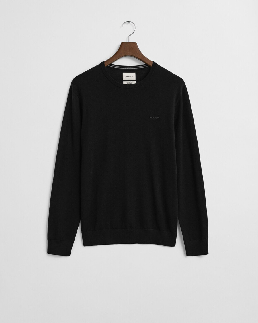 suéter de cuello redondo de lana merino - negro