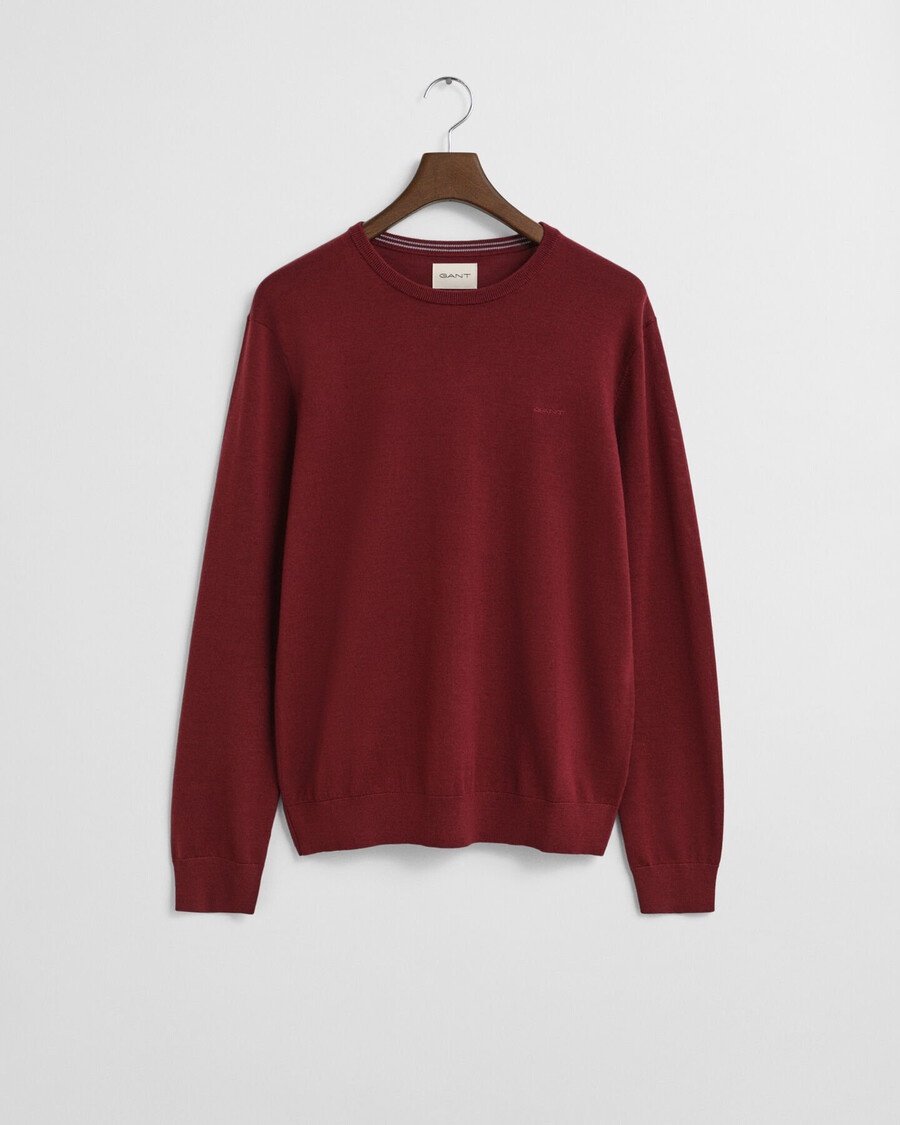 suéter de cuello redondo de lana merino - plumped red