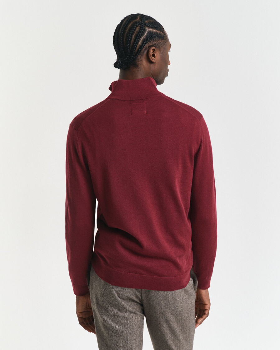 suéter de lana merino extrafina con media cremallera - plumped red