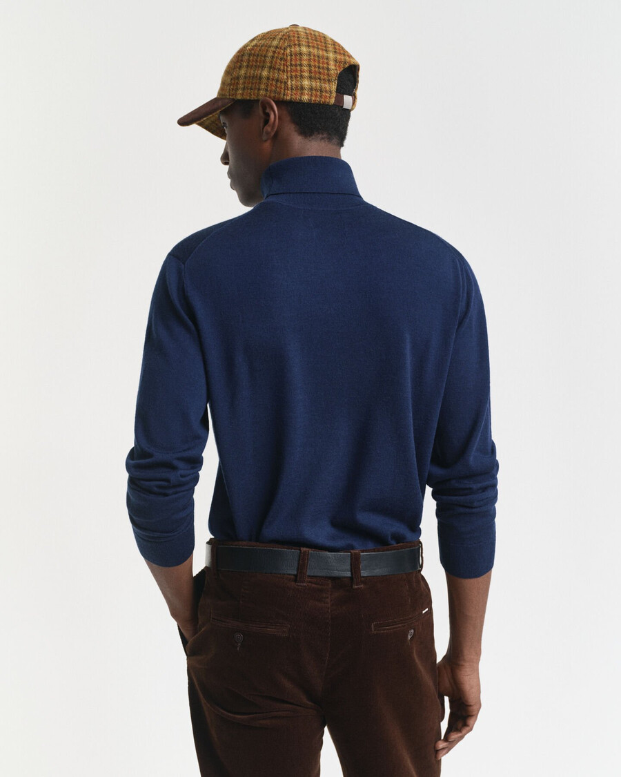 suéter de cuello alto de lana merino extrafina - azul marino