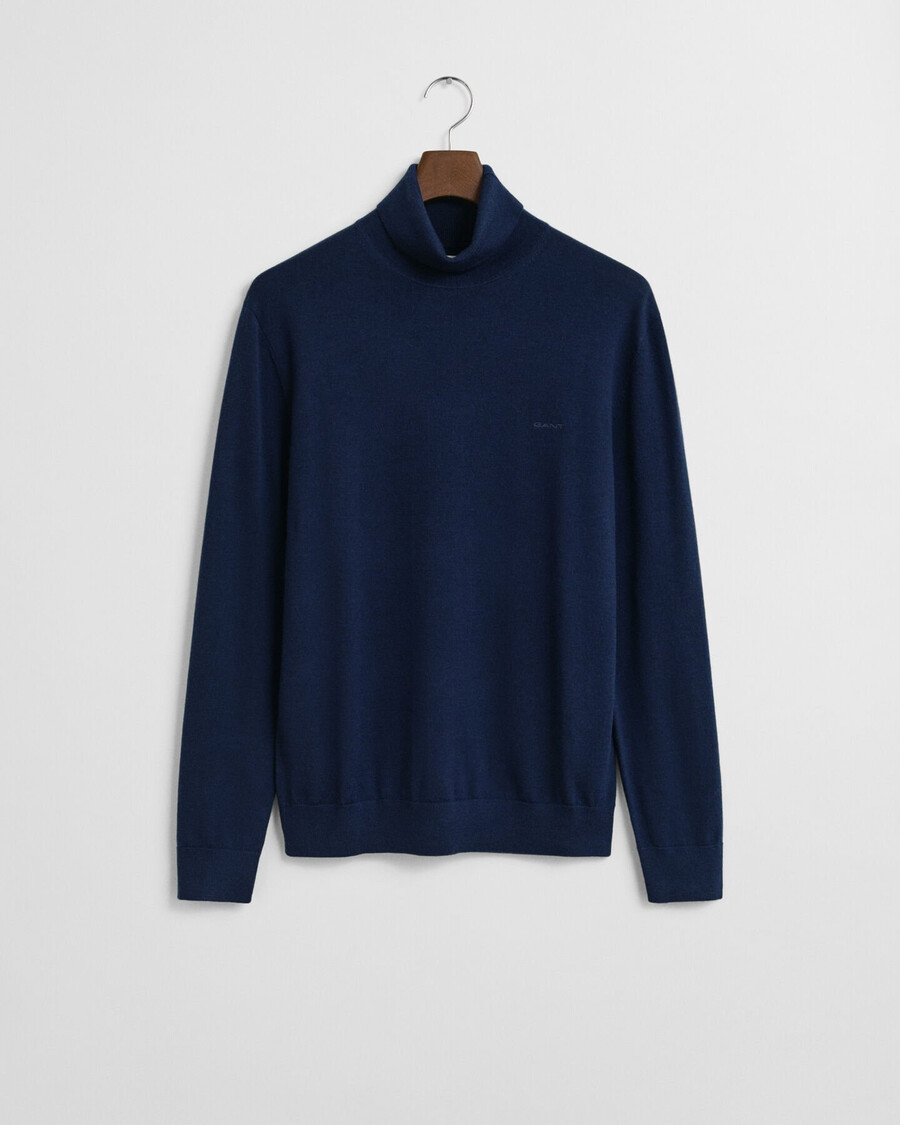 suéter de cuello alto de lana merino extrafina - azul marino