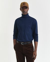 suéter de cuello alto de lana merino extrafina - azul marino