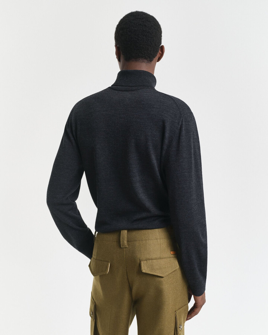 suéter de cuello alto de lana merino extrafina - mezcla de carbón oscuro