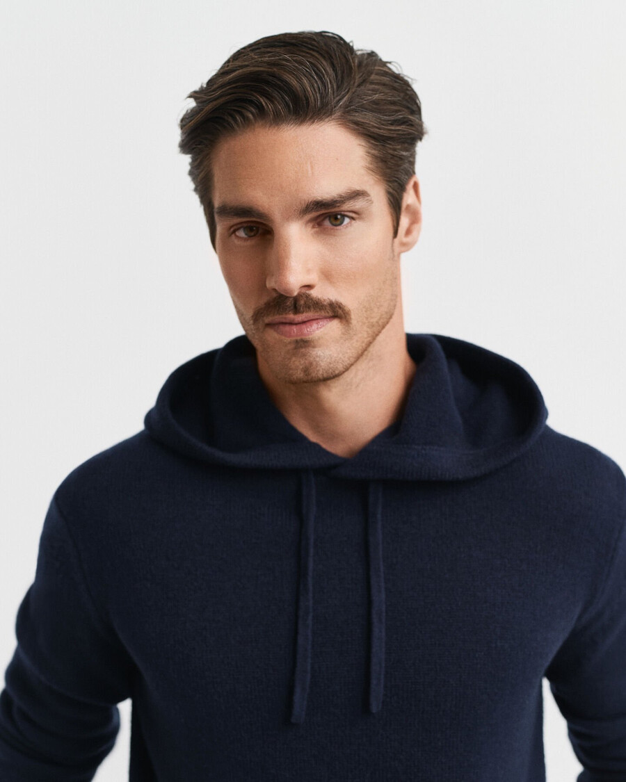 sudadera con capucha de mezcla de cachemira - azul noche