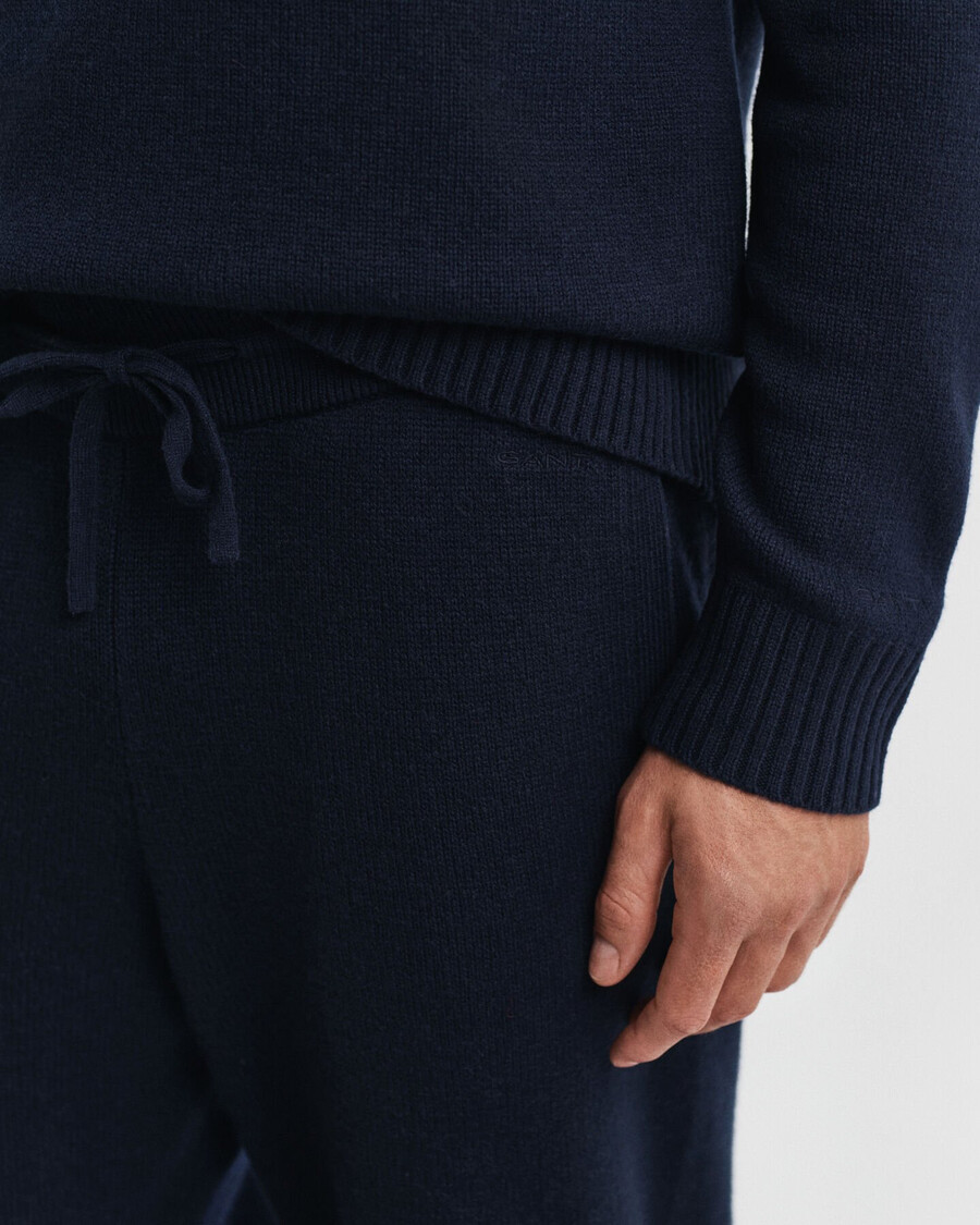 pantalones de punto de mezcla de cachemira - azul noche