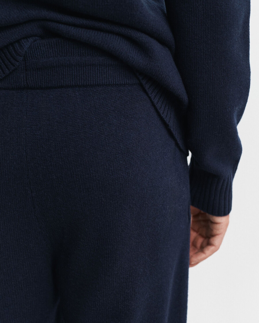 pantalones de punto de mezcla de cachemira - azul noche