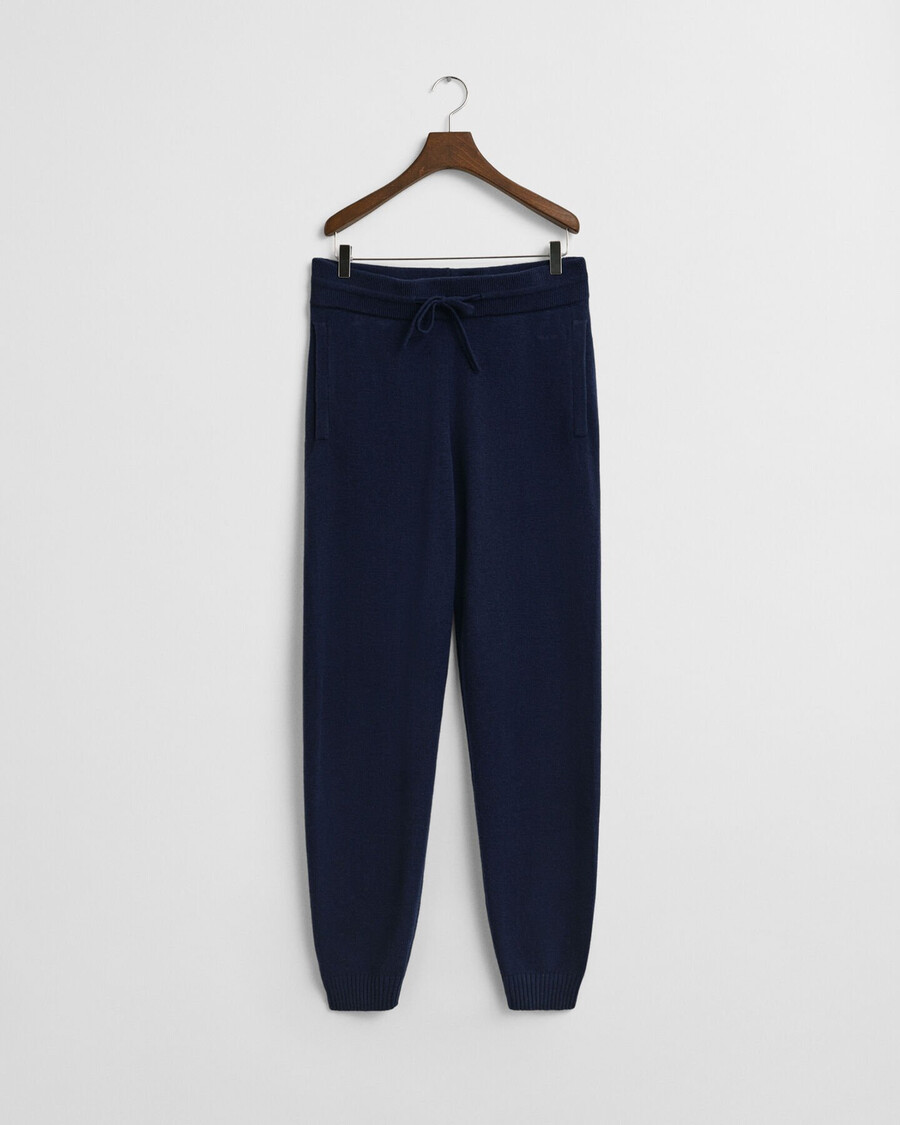 pantalones de punto de mezcla de cachemira - azul noche