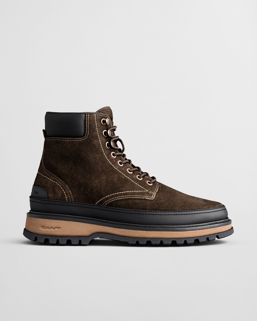 botas de ante con cordones clavaton - marrón oscuro