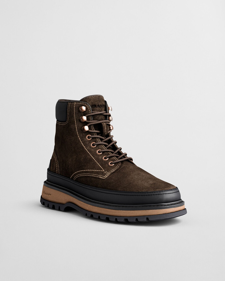 botas de ante con cordones clavaton - marrón oscuro
