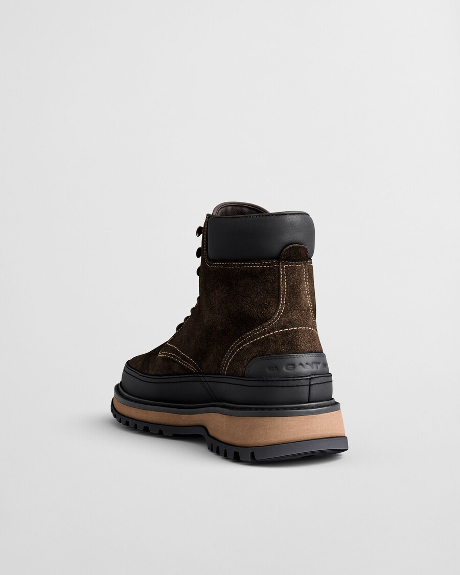 botas de ante con cordones clavaton - marrón oscuro