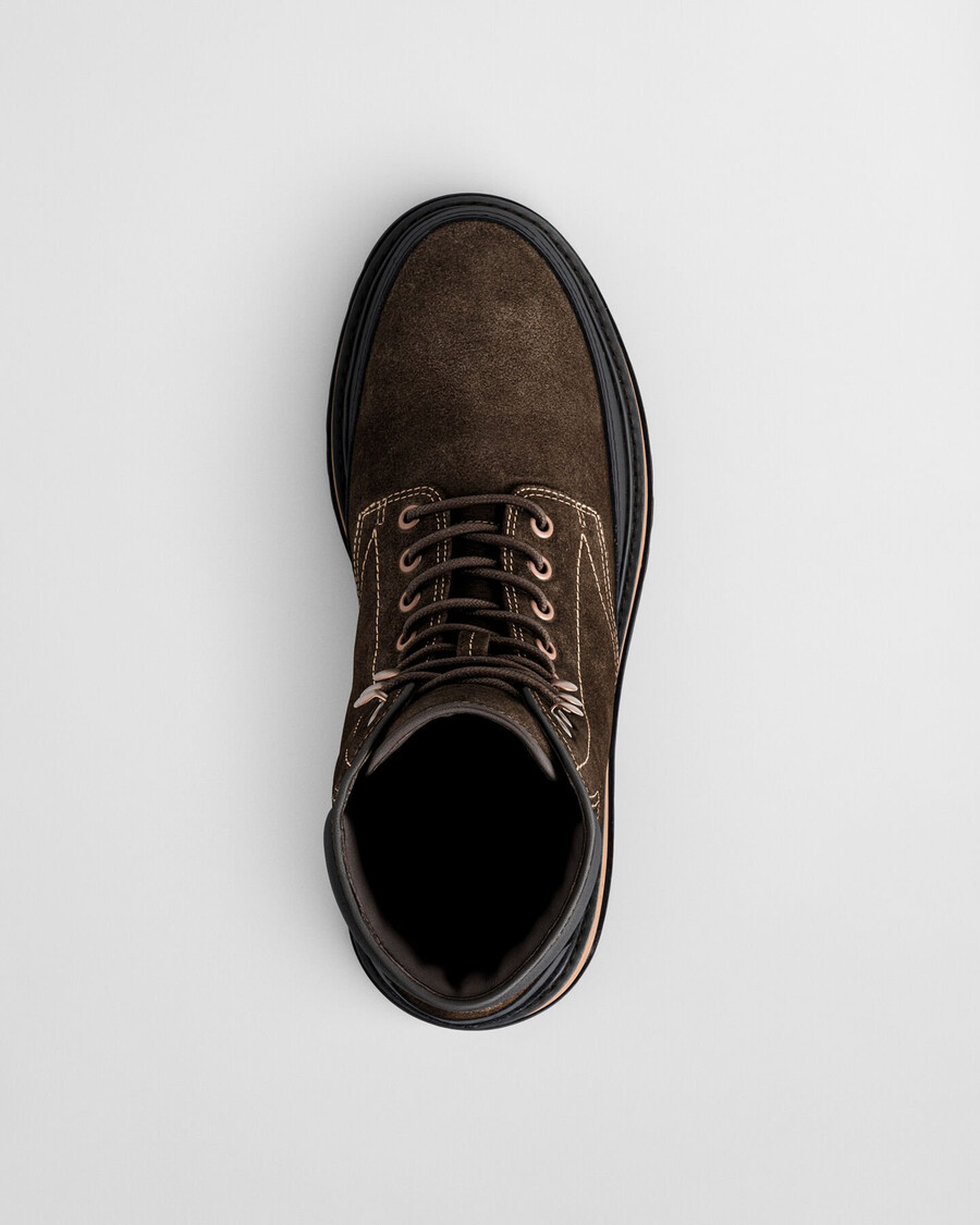 botas de ante con cordones clavaton - marrón oscuro