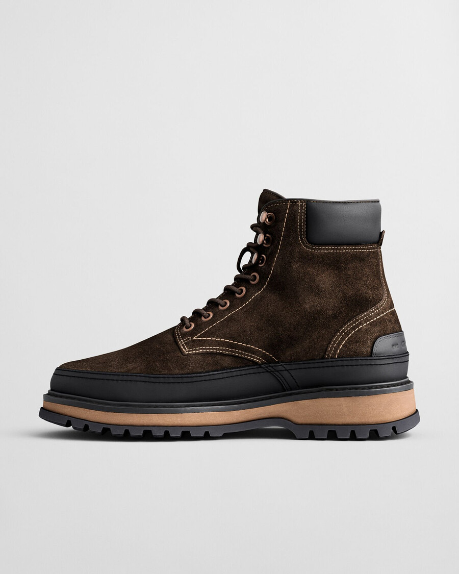 botas de ante con cordones clavaton - marrón oscuro