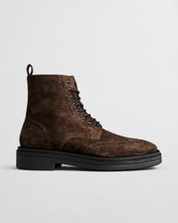 botas con cordones y tacón brogue de ante boggar - marrón oscuro