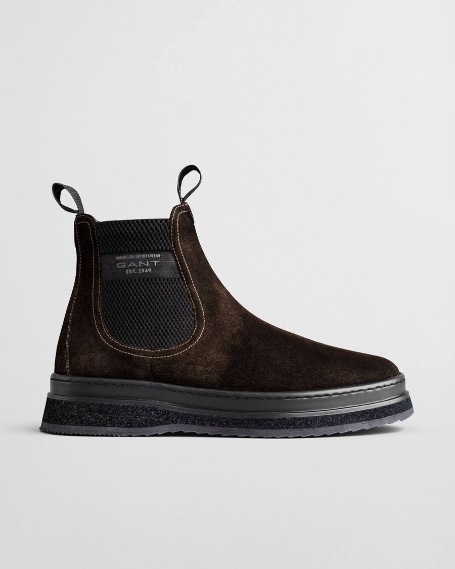botas chelsea de ante blistown - marrón oscuro