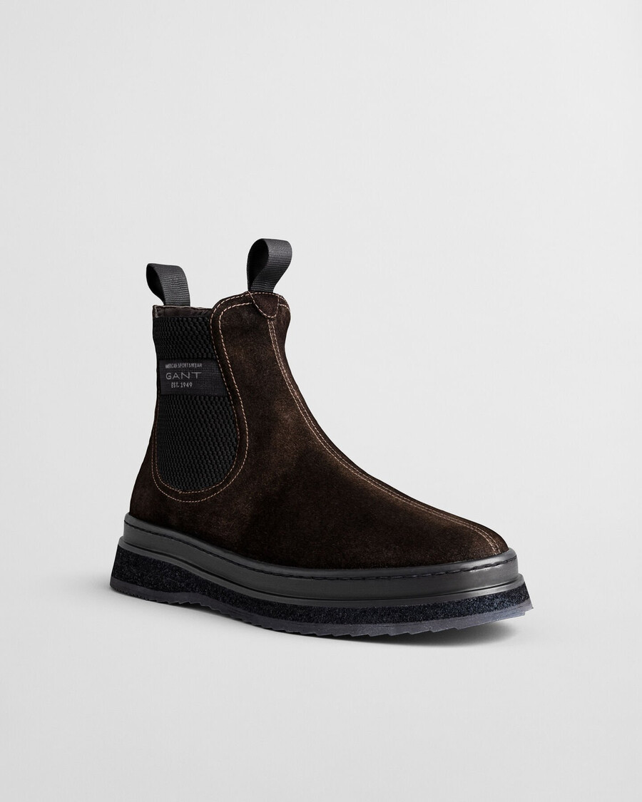 botas chelsea de ante blistown - marrón oscuro