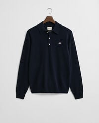suéter polo de lana de cordero superfina - azul marino