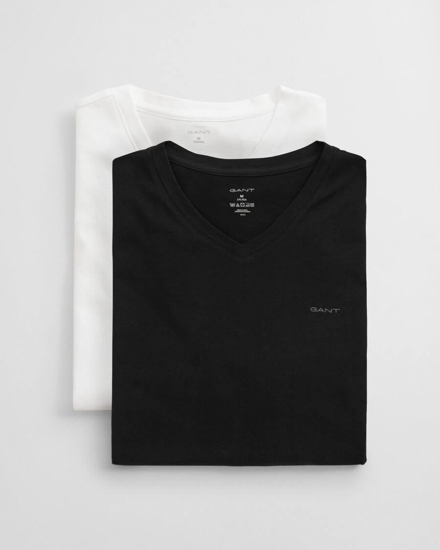 pack de 2 camisetas con cuello en v - negroblanco