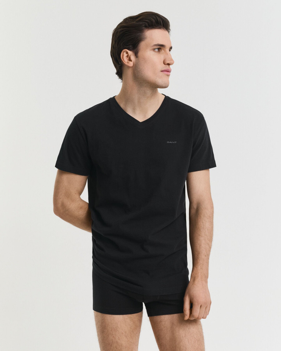 pack de 2 camisetas con cuello en v - negroblanco