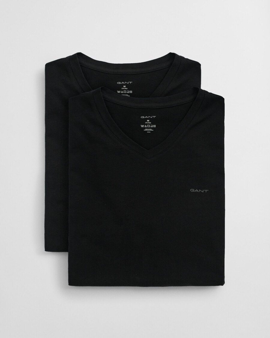 pack de 2 camisetas con cuello en v - negras