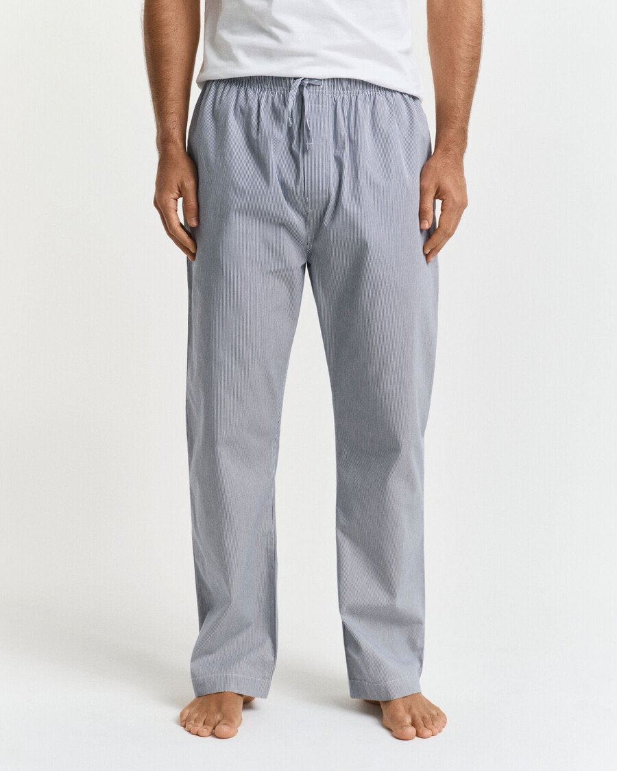 pantalones de pijama de popelina a rayas - azul persa