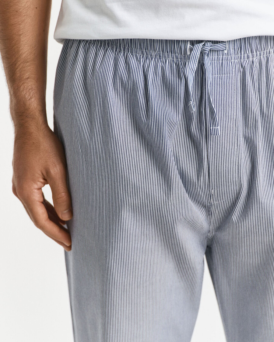 pantalones de pijama de popelina a rayas - azul persa