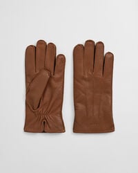 guantes de piel con forro de cachemira - coñac