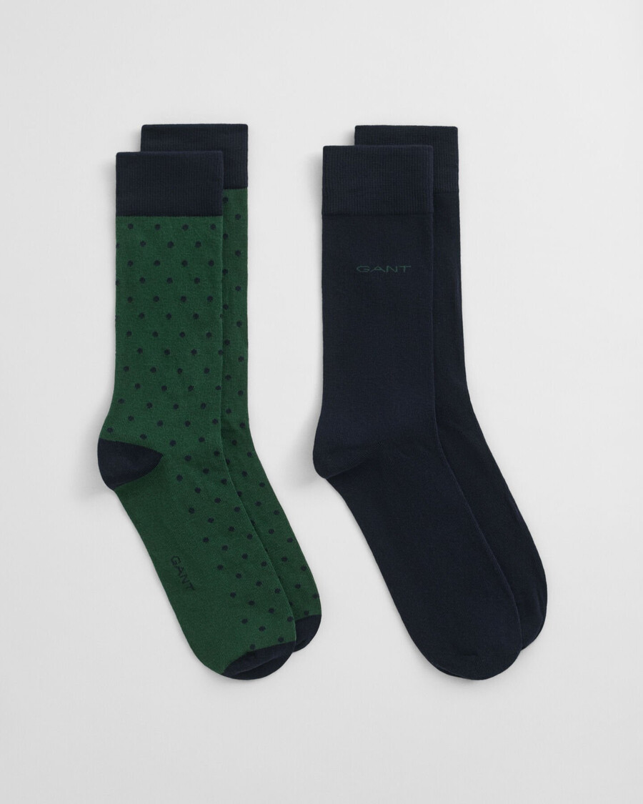 pack de 2 calcetines de lunares y lisos - verde bosque
