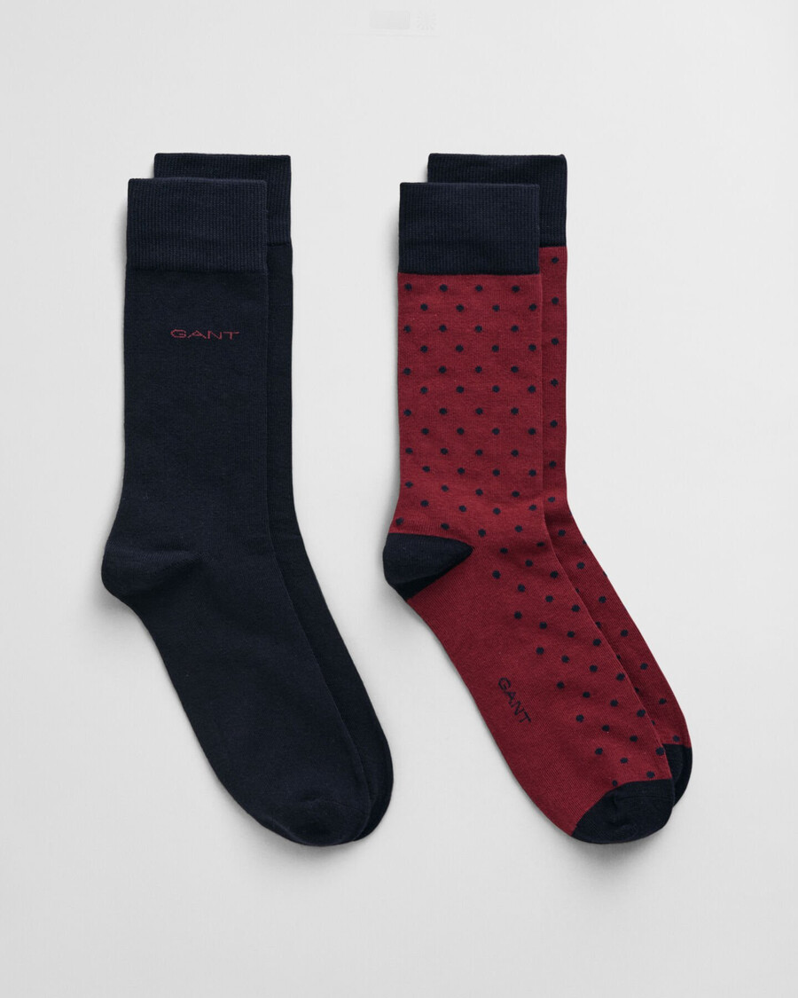 pack de 2 calcetines de lunares y lisos - plumped red